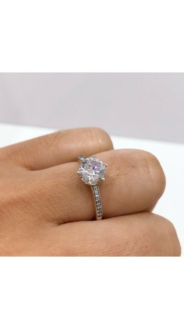 Anel Solitário Real Prata 925 Zirconias 